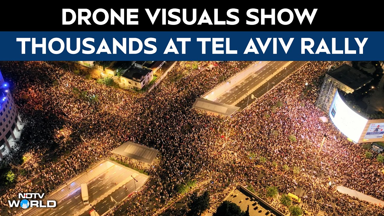 Israel Election: Drone Visuals Show Thousands At Tel Aviv Rally