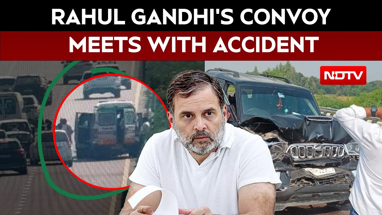 5 Cars In Rahul Gandhi's Convoy Collide With Ambulance On UP Expressway