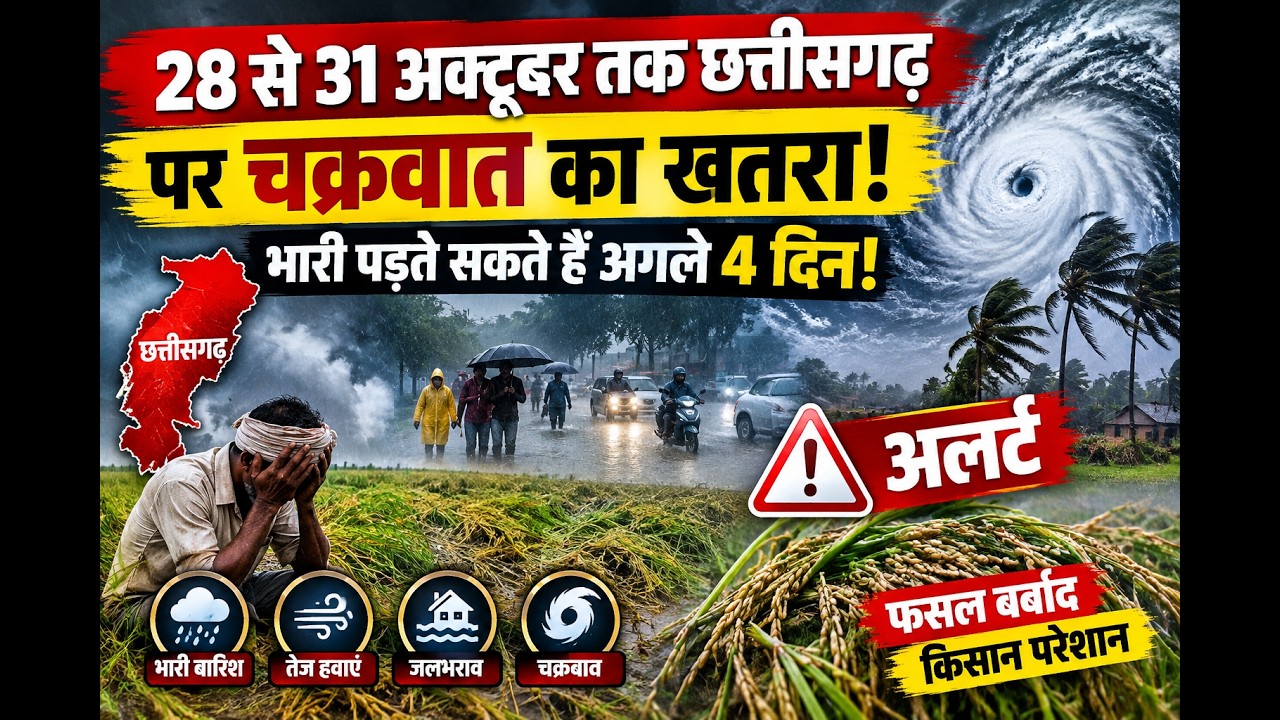 CG Weather Alert: 28-31 अक्टूबर तक Chhattisgarh पर भारी पड़ सकता है चक्रवात! फसलों पर मंडरा रहा खतरा