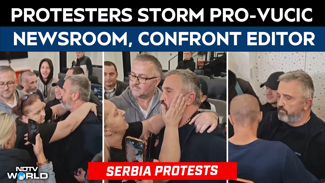 Serbia Student Protests | Supporters Storm Pro-Vucic TV Newsroom, Confront The Editor