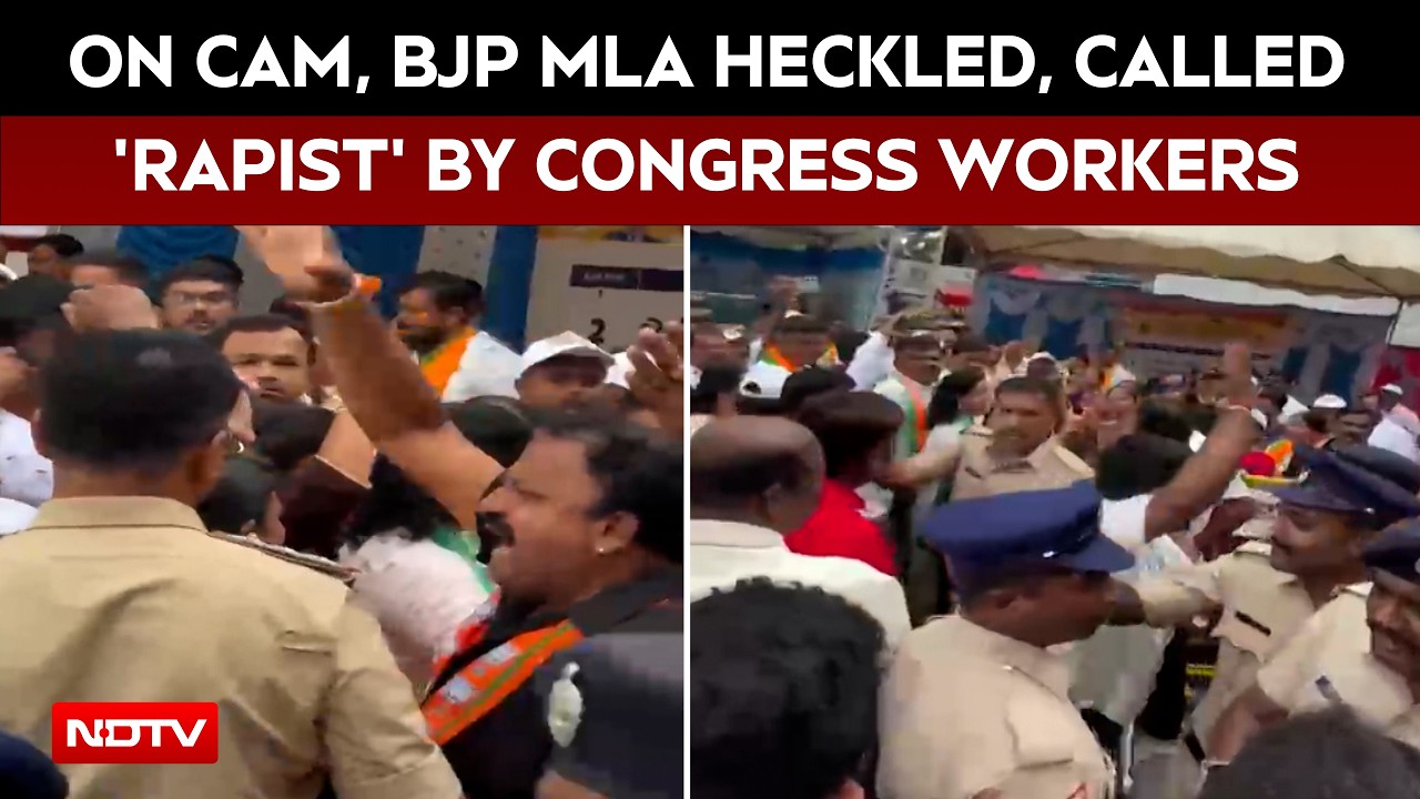 On Cam: BJP MLA Munirathna Heckled, Called 'Rapist' By Congress Workers In Bengaluru