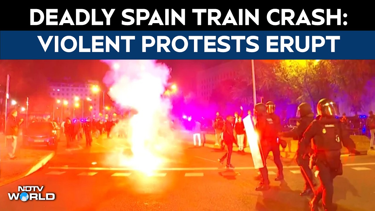 Far-right Groups And Police Clash In Madrid During Deadly Train Crash Protests