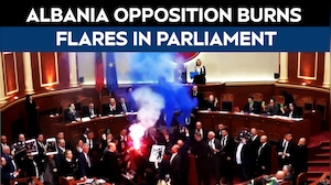 Albania Opposition Burns Flares In Parliament Amid Anti-Rama Protests