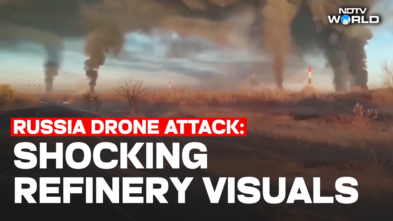 RUSSIA VS UKRAINE WAR | Thick Columns Of Smoke Rise From Russian Oil Refinery After Drone Attack