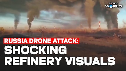 RUSSIA VS UKRAINE WAR | Thick Columns Of Smoke Rise From Russian Oil Refinery After Drone Attack