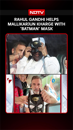 Protest Pic Viral: Rahul Gandhi Helps Mallikarjun Kharge With "Batman" Mask
