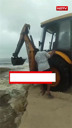 Excavator Clearing Landslide In Kerala Falls Into Pit, Remains Stuck