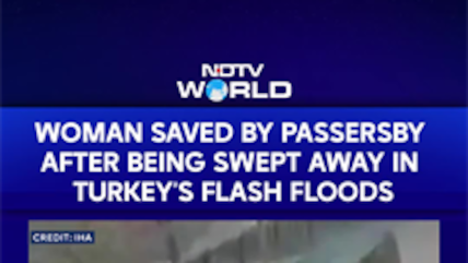 Woman Saved by Passersby After Being Swept Away in Turkey's Flash Floods