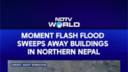 Moment Flash Flood Sweeps Away Buildings In Northern Nepal