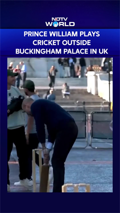 Prince William Plays Cricket Outside Buckingham Palace In UK