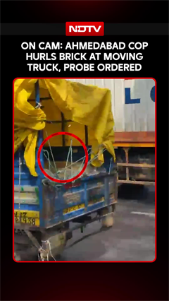 Ahmedabad Cop Caught On Camera Hurling Brick At Moving Truck, Probe Ordered