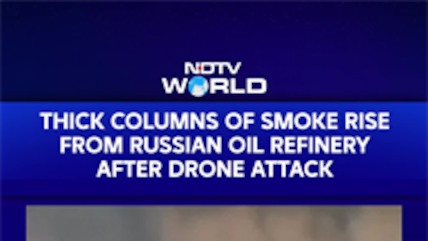 Thick Columns Of Smoke Rise From Russian Oil Refinery After Drone Attack