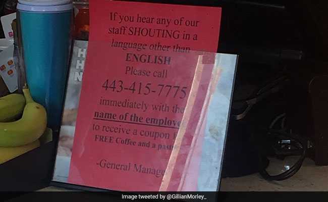 Row Over Sign To Report Staff Not Speaking English At US Dunkin' Donuts