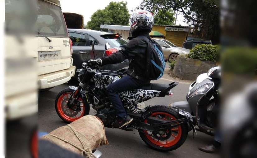Husqvarna Svartpilen 401 Spotted Testing With KTM Orange Alloy Wheels