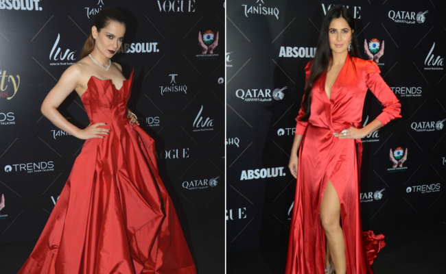 Red Is The New Black For Katrina Kaif And Kangana Ranaut At Vogue Beauty Awards