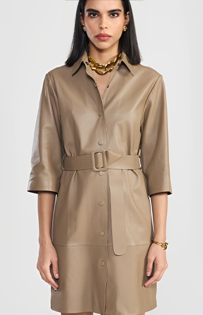 chinese dress ladies As by DF Women's Aphrodite Stretch Leather Dress - Chai