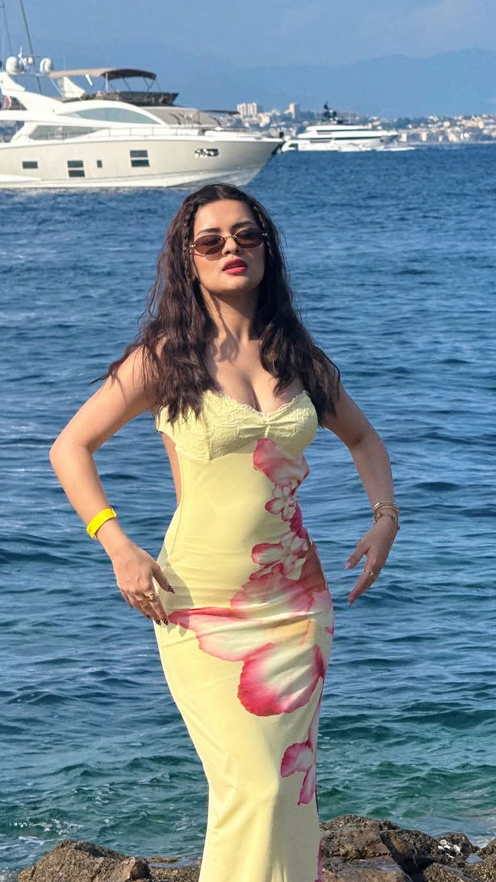 Avneet Kaurs hair is styled in effortless waves with braids framing her face, adding a fashionable edge to her look.