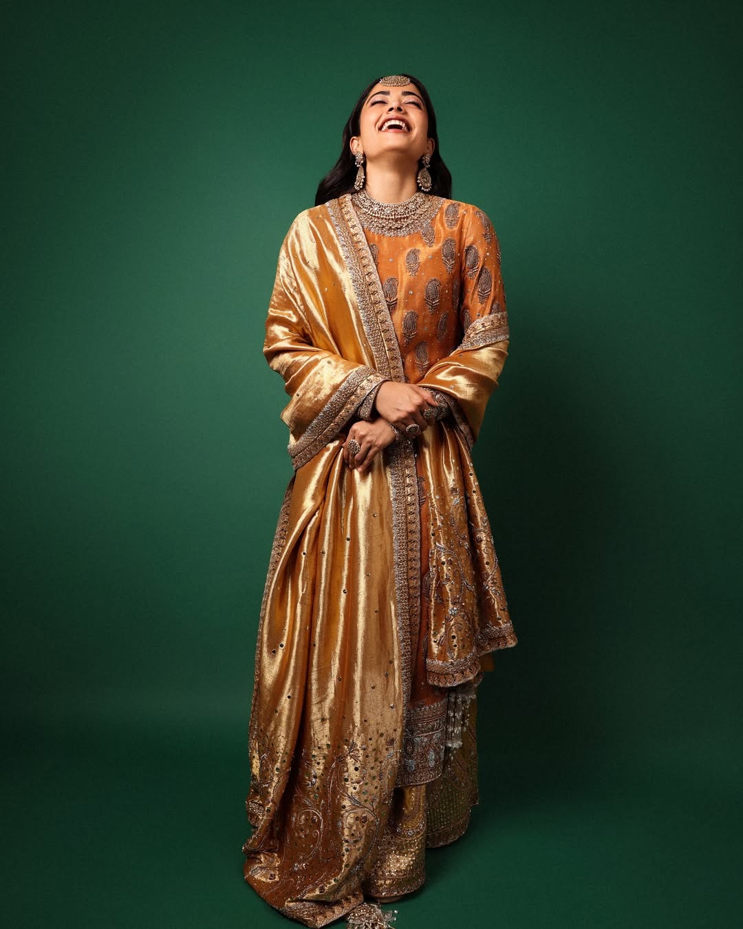 rashmika mandanna brown dress Mandanna's Ethnic Closet Staples Finished Healthy Blue Cheese Dressing Color:PETALS BEIGE