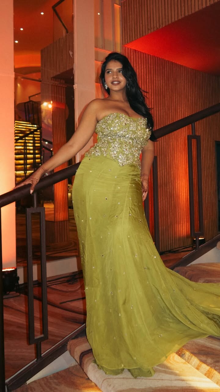 Tarini Shah Serves Soft Glam Elegance in a Chic Green Party Gown