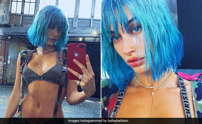 Hailey Baldwin Goes For A Bold New Look With Blue Hair