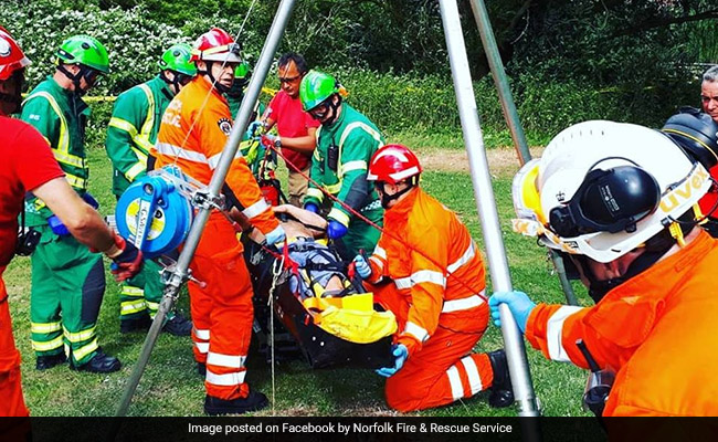 He Jumped 20 Feet To Rescue Dog. It Took 30 Men, 14 Vehicles To Rescue Him