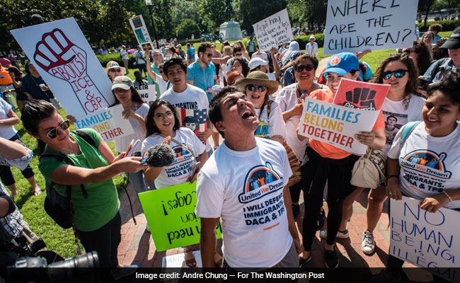 Thousands Rally As Protest Of Trump's Immigration Policy Kicks Off In US