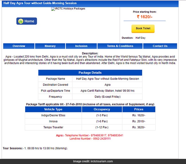 irctc agra package