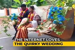 Karnataka Couple's Wedding Procession Features Decked Up JCB Digger Karnataka Couple's Wedding Procession Features Decked Up JCB Digger