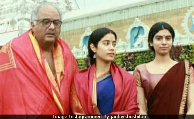 Janhvi And Khushi Visit Tirumala Temple With Dad Boney Kapoor
