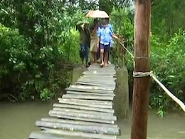 In Karnataka's Chikmagalur, Students Risk Lives To Cross Overfull River In Karnataka's Chikmagalur, Students Risk Lives To Cross Overfull River