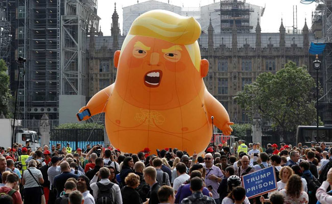 Blimps "Make Me Feel Unwelcome," Says Trump As He Arrives In UK