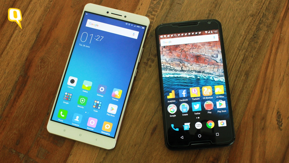 Mi Max compared to the 6-inch Google Nexus 6 (Photo: <b>The Quint</b>)