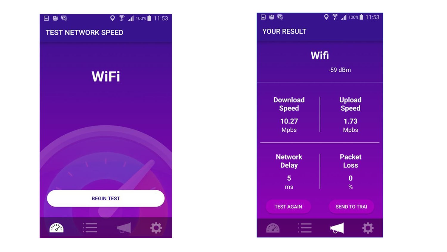 MySpeed app interface. (Screen grab)