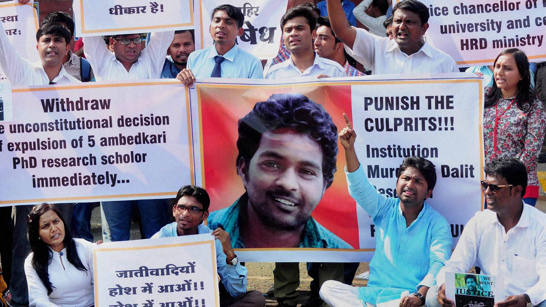 Students protesting against Rohith Vemula's suicide. (Photo: PTI)
