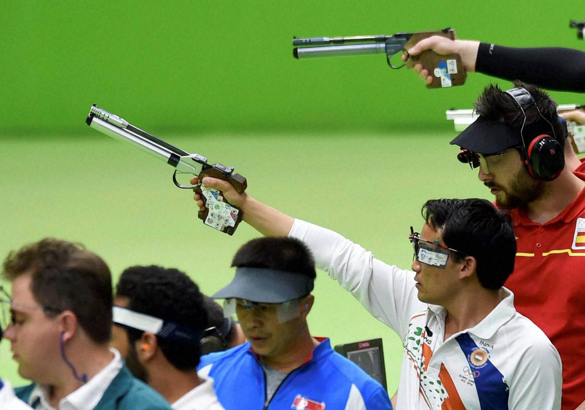 India's shooting player Jitu Rai plays qualifying round during the Rio Olympic 2016 at Rio de Janeiro, Brazil (Photographer: Atul Yadav/ PTI)