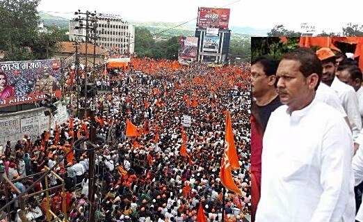 Maratha rally in Satara today (Monday); descendent of Shivaji, Udayan Raje Bhosale. (Picture courtesy: twitter.com/@shubhamsalunkhe)