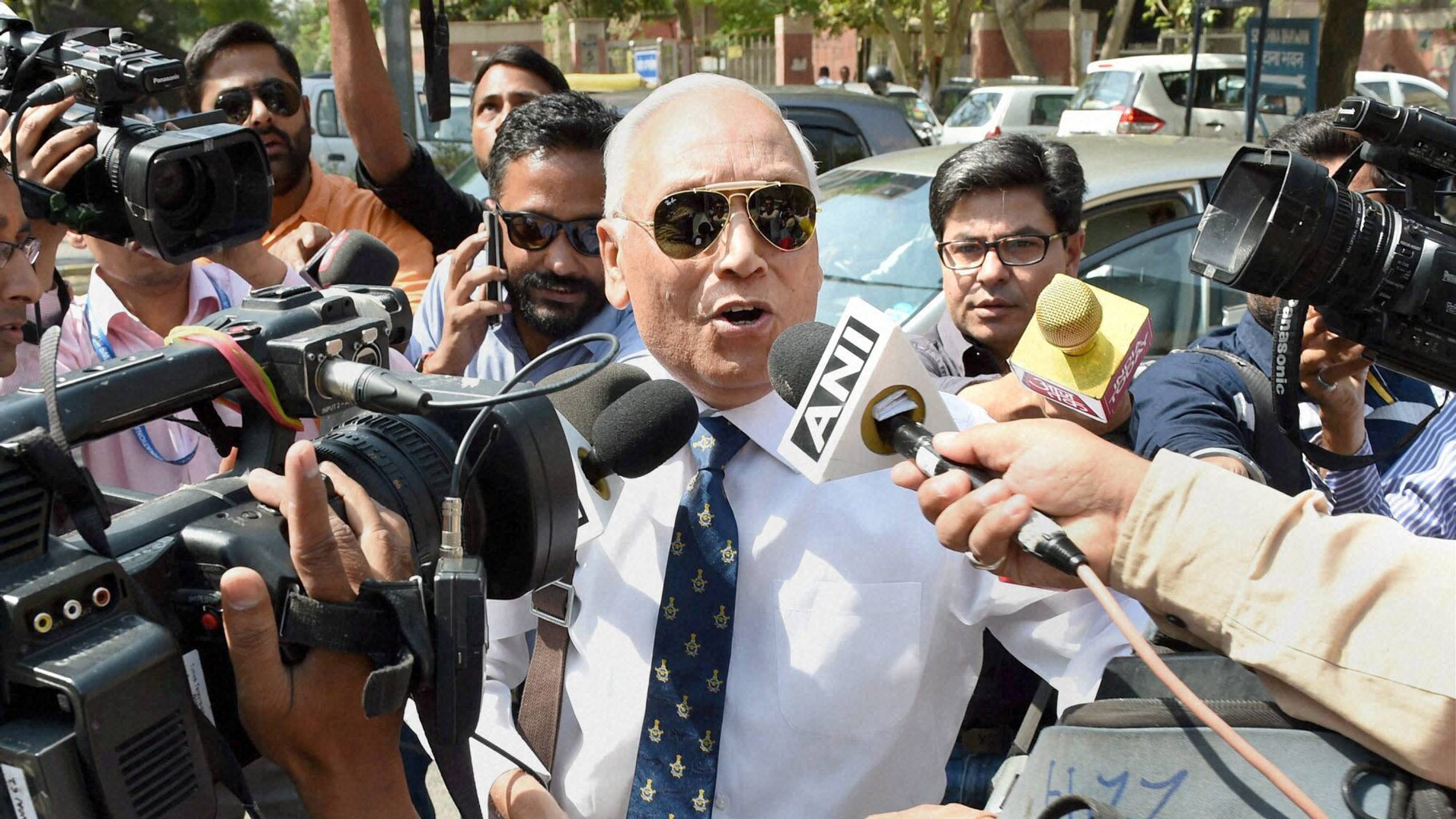 Former Air Chief Marshal SP Tyagi at CBI headquarters. (Photo: PTI)