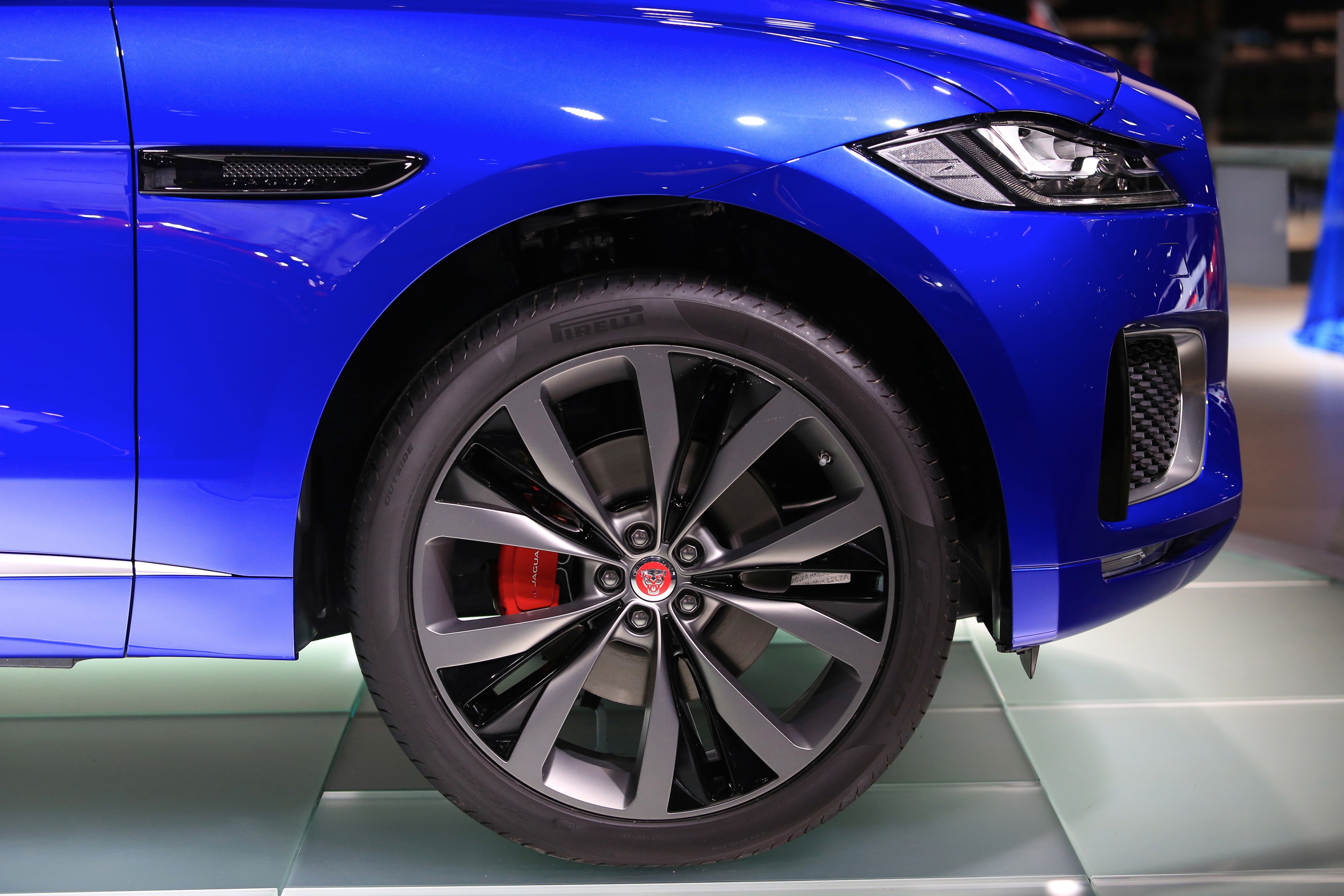 A luxury Jaguar F-Pace SUV automobile, produced by Jaguar Land Rover Plc, sits on display during previews to IAA Frankfurt Motor Show in Frankfurt, Germany. (Photographer: Krisztian Bocsi/Bloomberg)