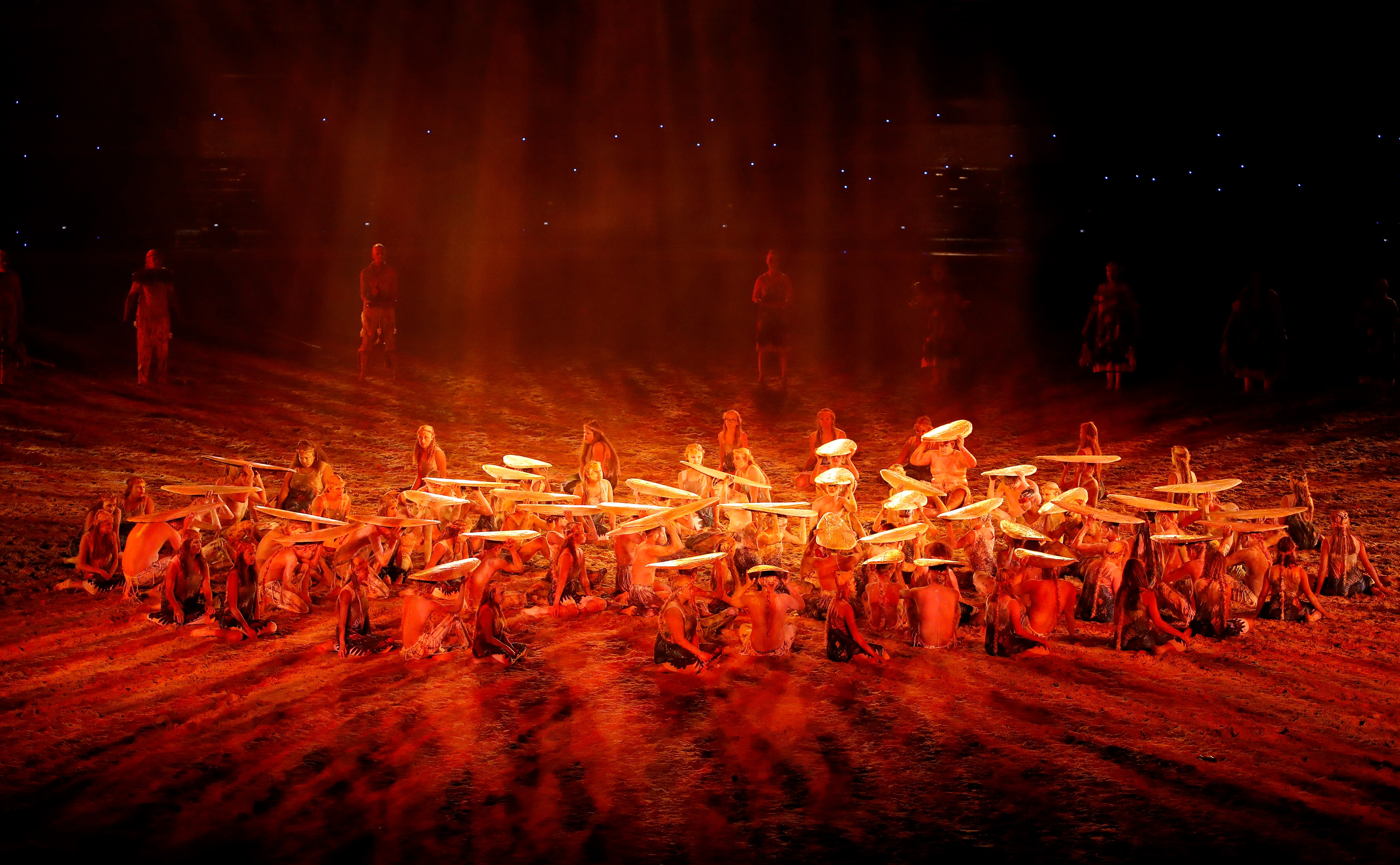 Dancers perform at Carrara Stadium for the opening ceremony of the 2018 Commonwealth Games on the Gold Coast, Australia, Wednesday, April 4, 2018