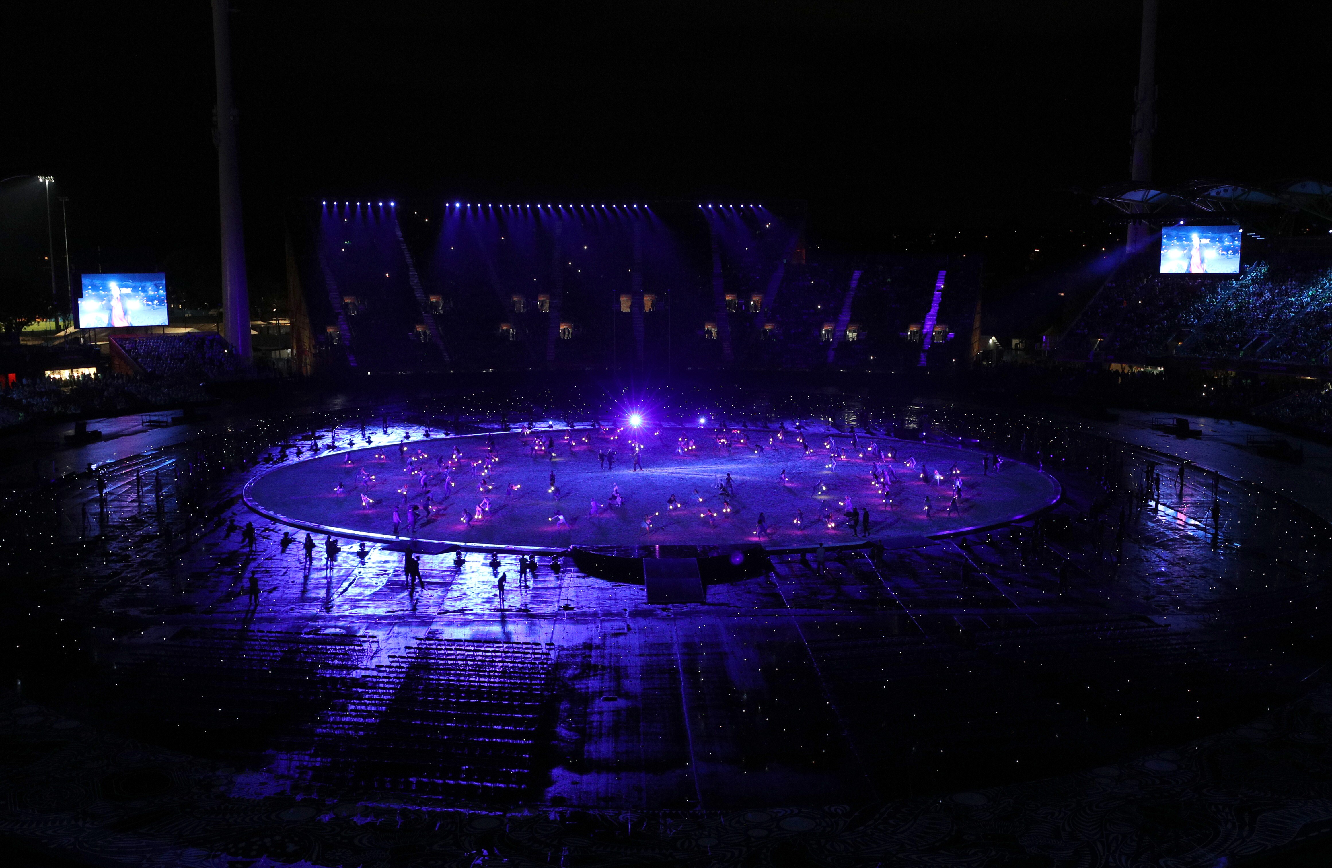 Dancers perform at Carrara Stadium for the opening ceremony of the 2018 Commonwealth Games on the Gold Coast, Australia, Wednesday, 4 April 2018