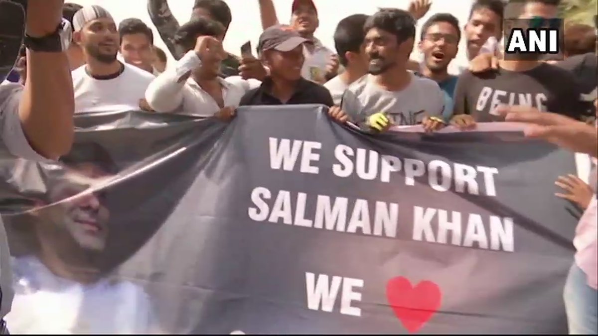Salman Khan's fans celebrating in Mumbai.