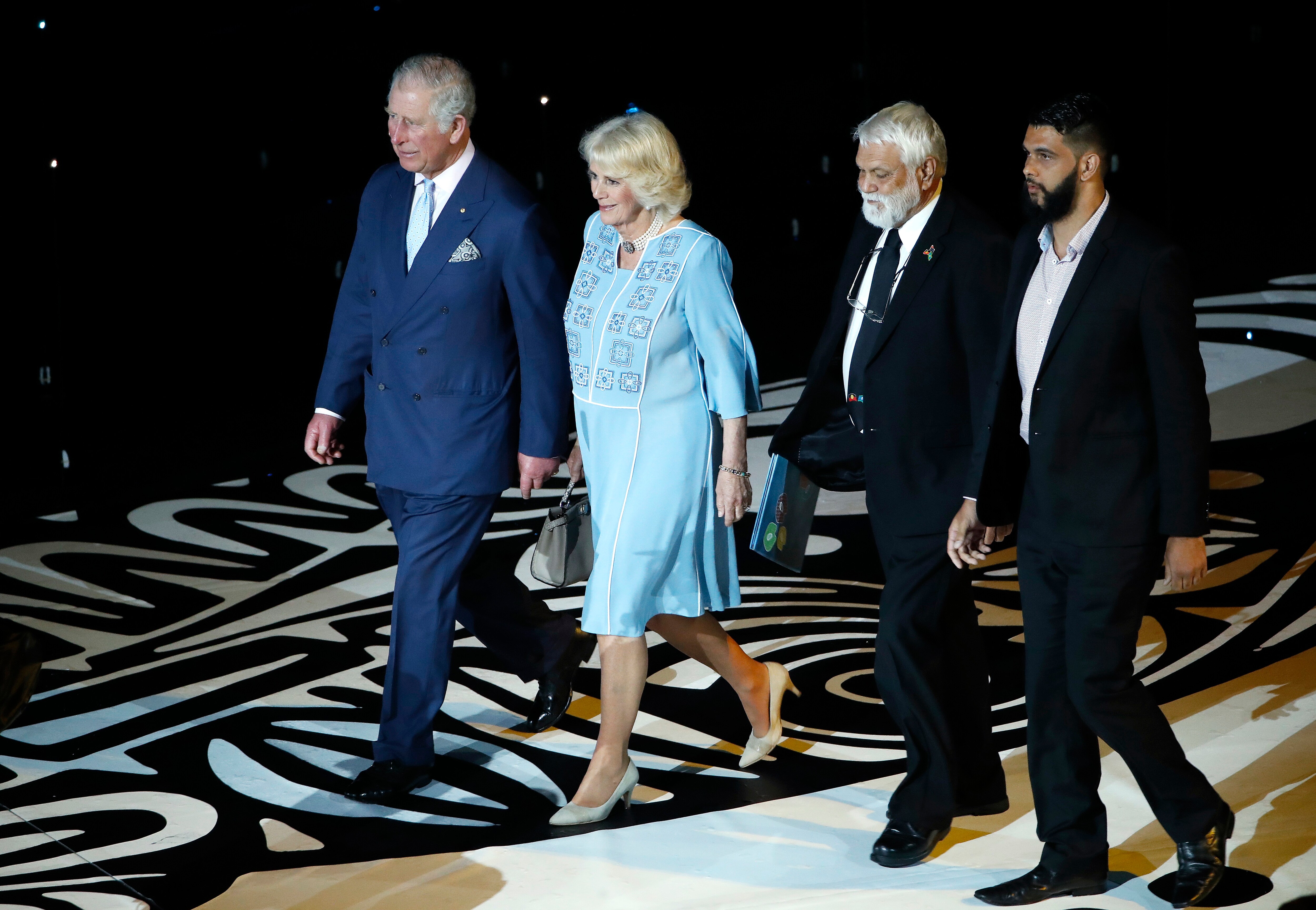 Prince Charles, left, and Camilla, Duchess of Cornwall, second left, arrive during the opening ceremony for the 2018 Commonwealth Games at Carrara Stadium on the Gold Coast, Australia, Wednesday
