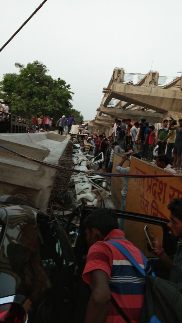 An under construction flyover collapsed in the Cantt area of Varanasi.