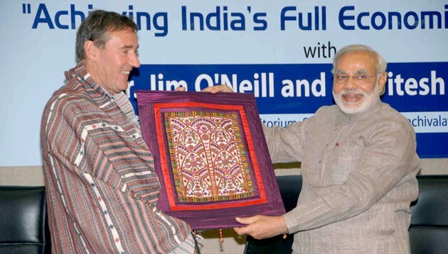 Jim O'Neill With Narendra Modi, in Gandhinagar, on June 17, 2013.