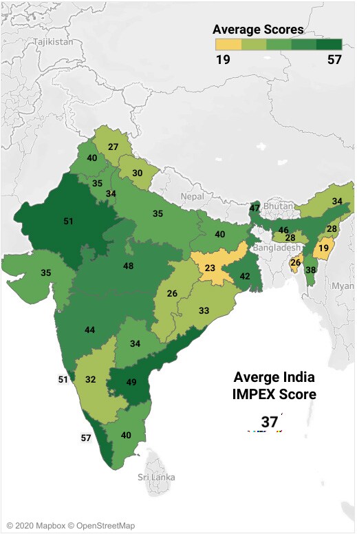 <em>Source: India Migration Now, IMPEX data dashboard. </em><em>*Note: Data for Jammu & Kashmir were not evaluated for this index.</em><em></em>