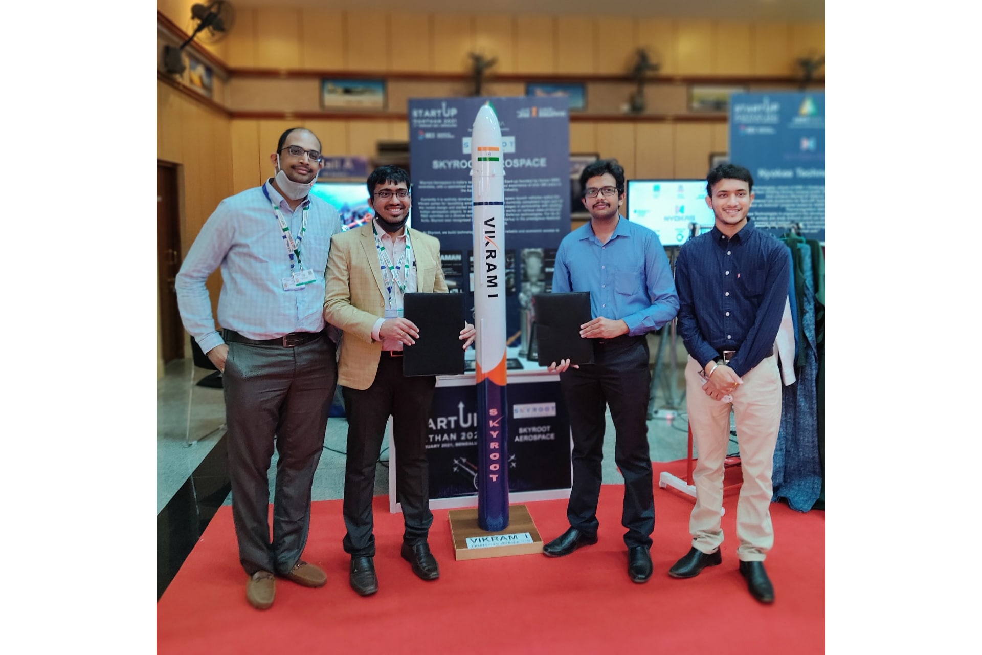 Skyroot Aerospace team with Vikram I. (Source: Skyroot)