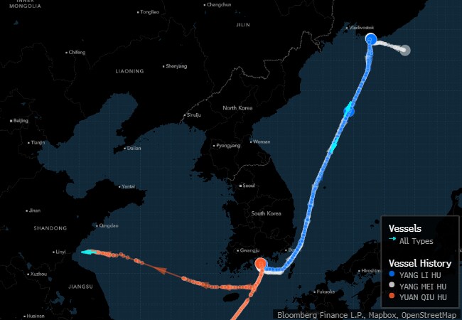Unusual ship-to-ship transfers seen for China-bound shipments of Russian ESPO oil as shippers try to more efficiently deploy a shrinking fleet.