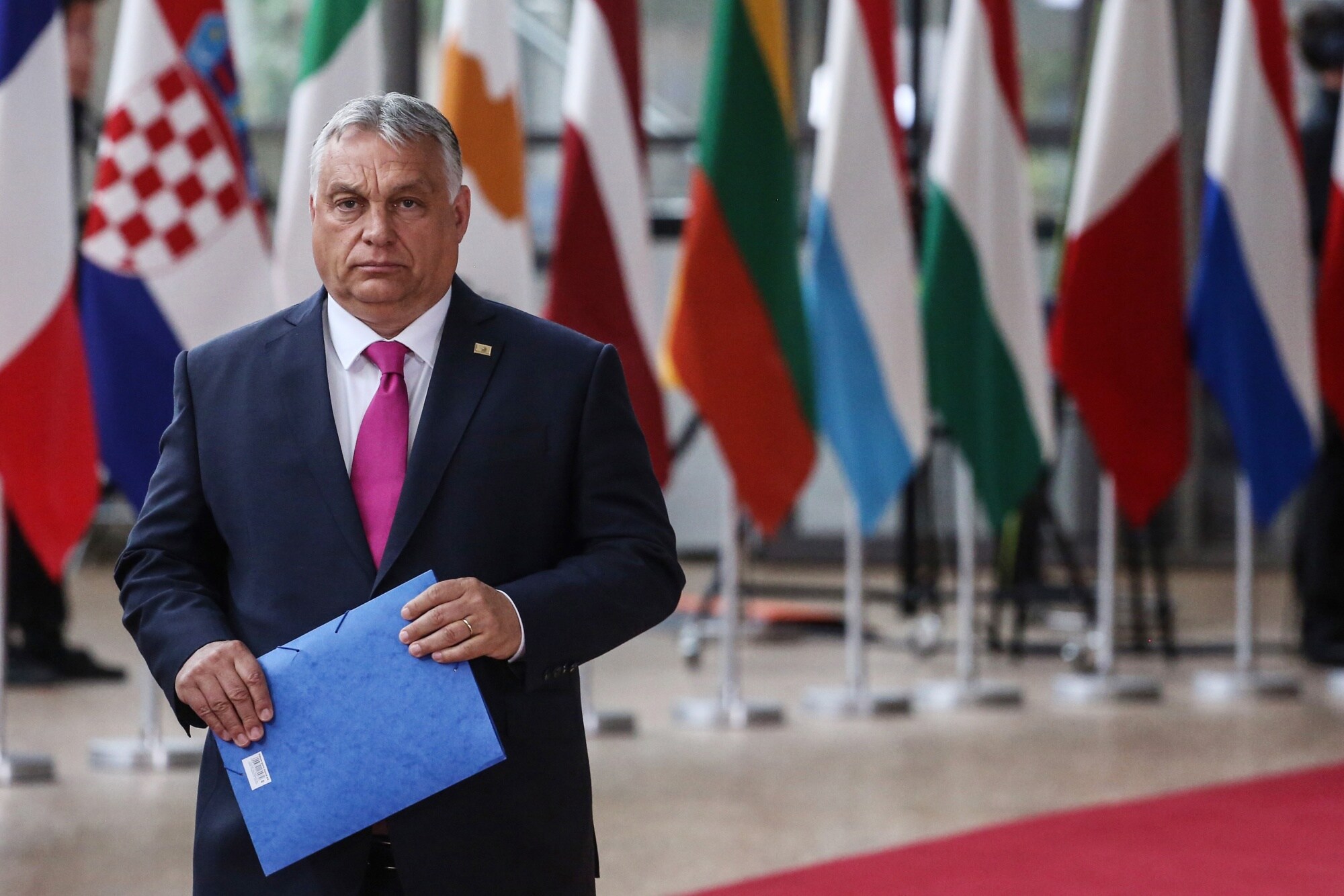 Viktor Orban arrives at the EU leaders summit in Brussels on May 30.Source: Bloomberg