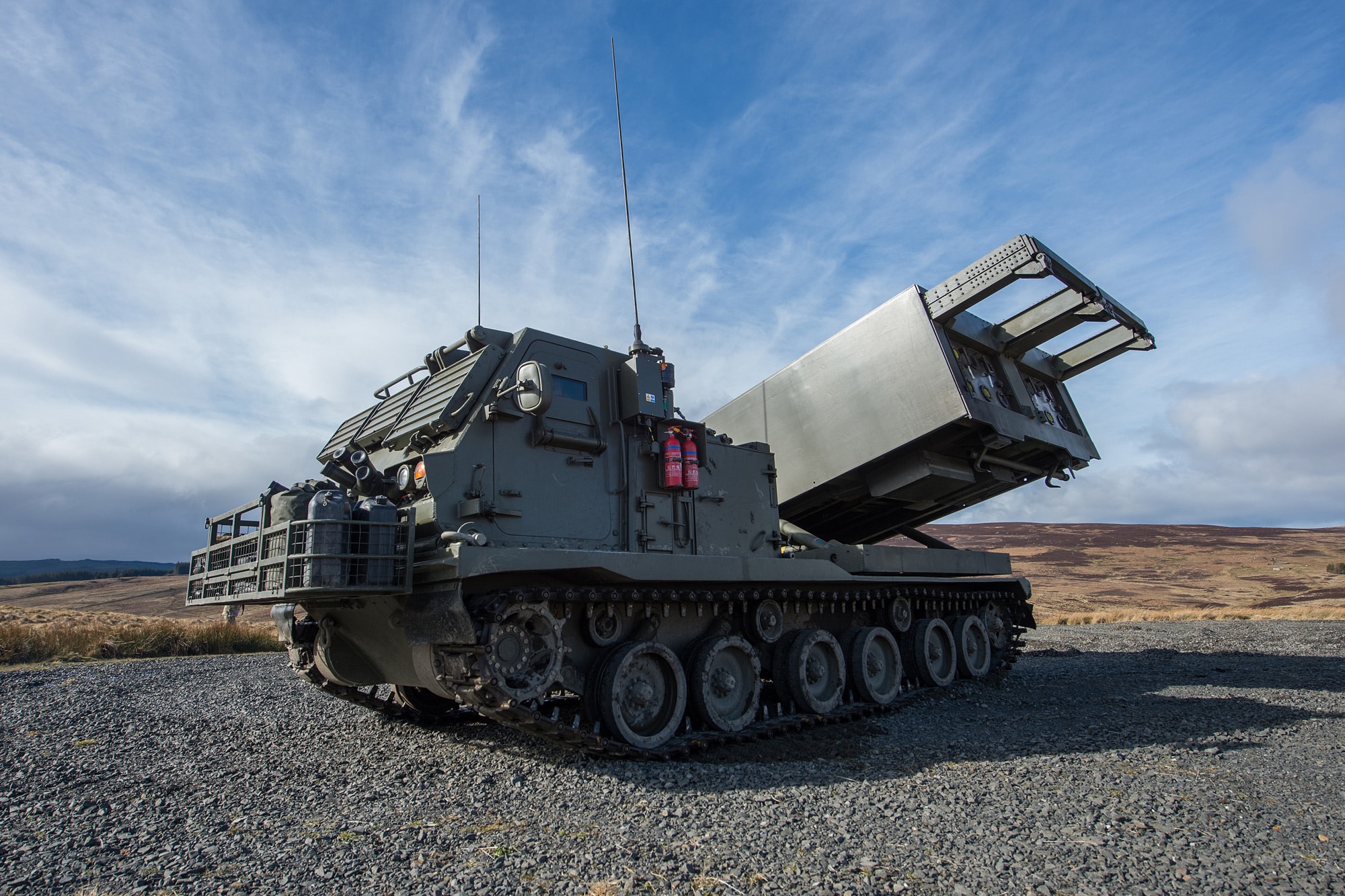 A British Army Royal Artillery M270 rocket launcher. Photographer: Corporal Max Bryan RLC/Crown Copyright