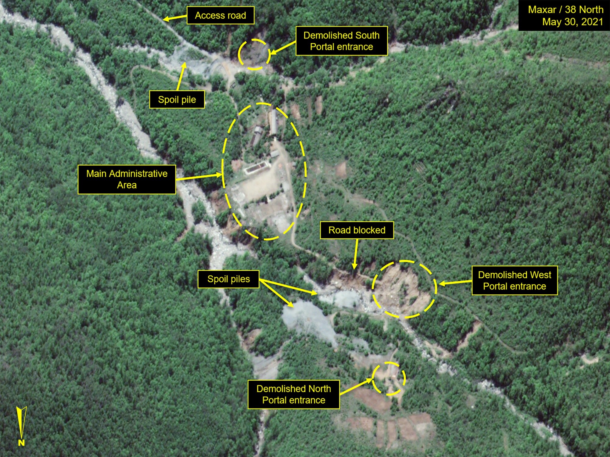 The Punggye-ri nuclear test site in 2021.Source: Satellite image (c) 2021 Maxar Technologies.